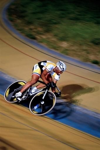 Frenchman Gregory Bauge competes in the men's 200m time trial