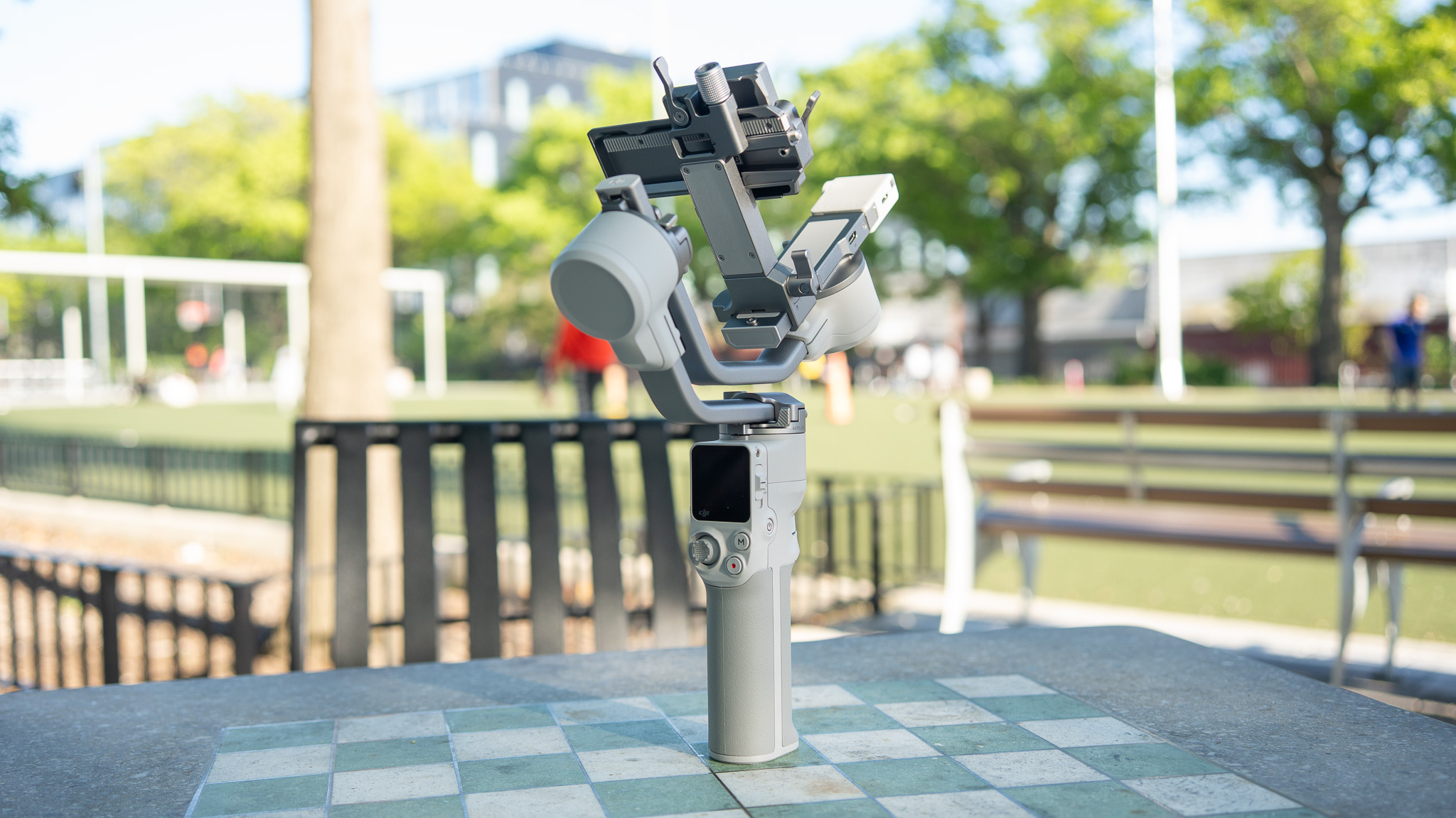DJI RS4 Mini on a table outdoors