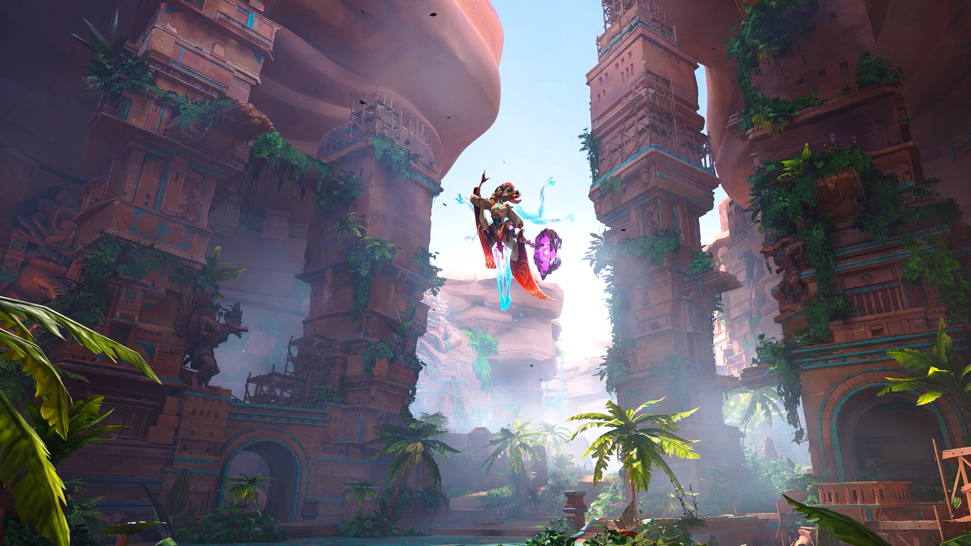 A Spellcaster hovering up in the air