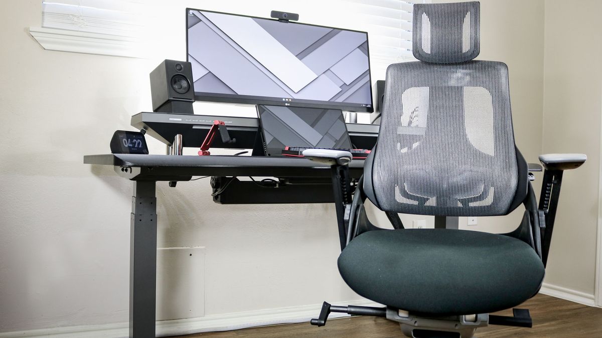 The Uplift Pursuit office chair in front of a desk