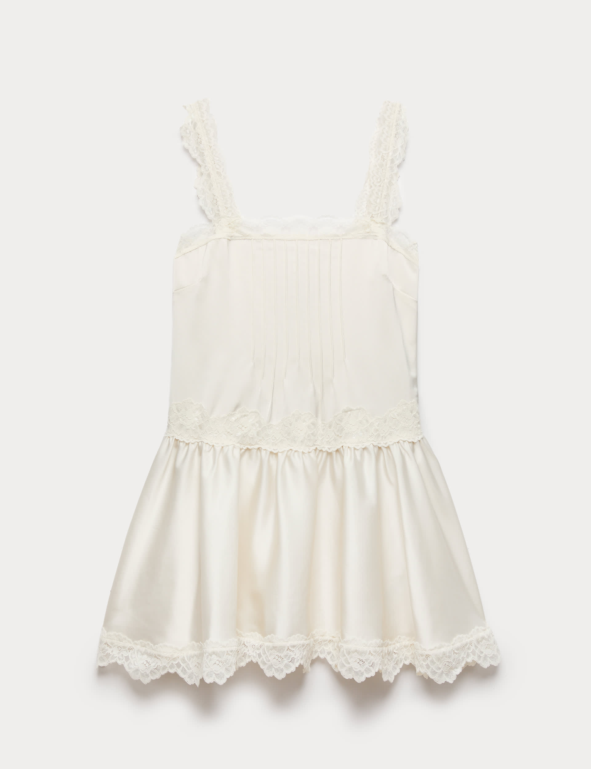 Satin Lace Insert Mini Skater Dress