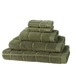 John Lewis Plain Squares towels in Olive