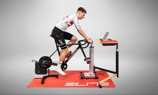 Tadej Pogacar on a turbo trainer