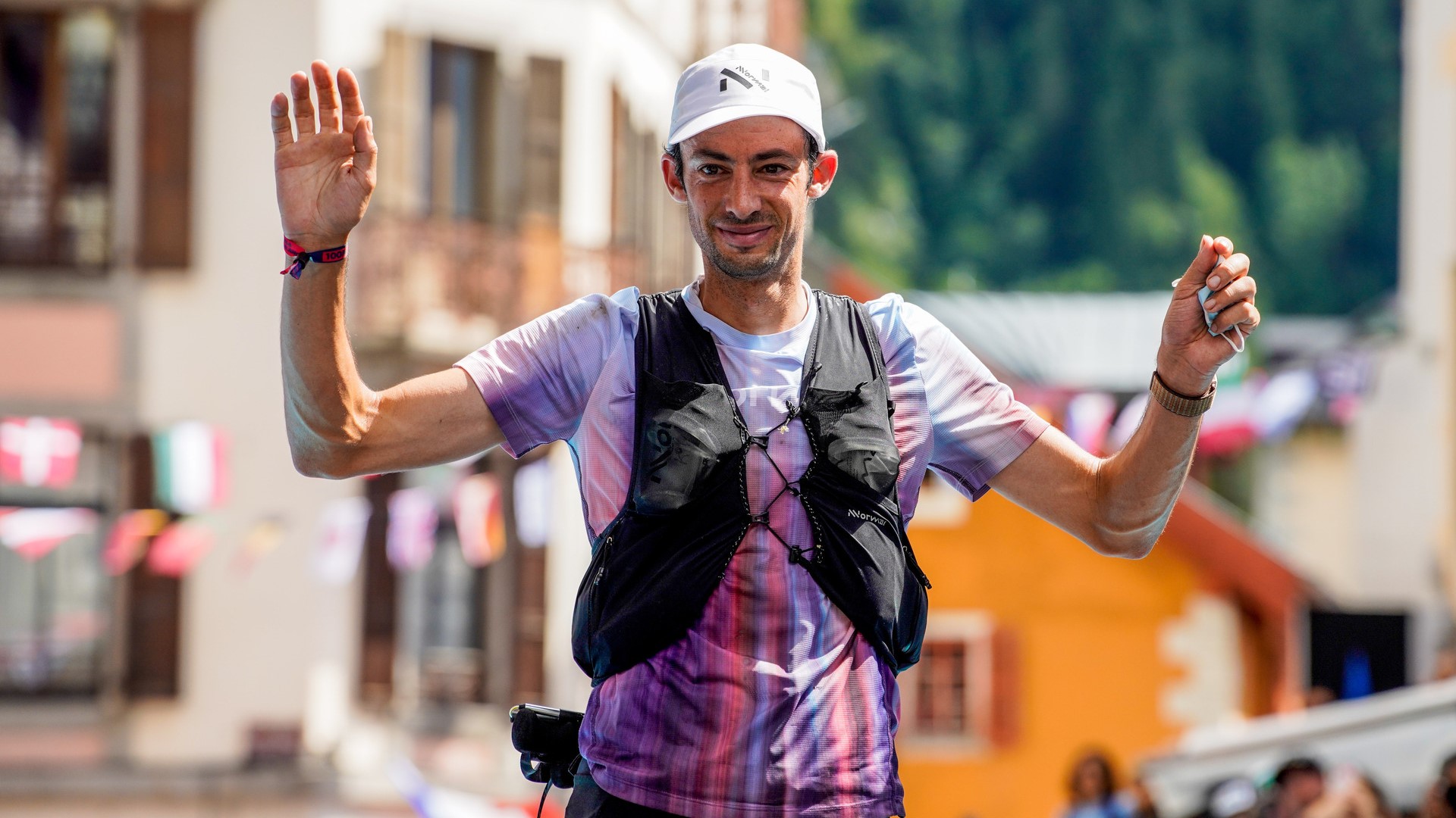 Kilian Jornet at the finish line of the UTMB in 2022