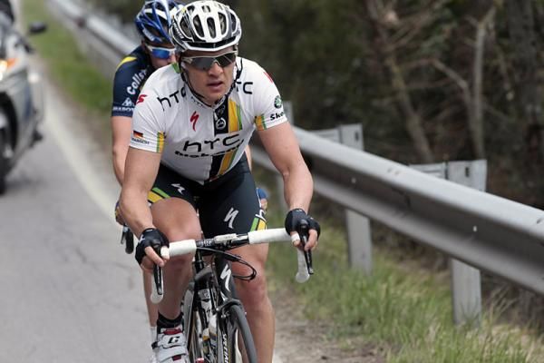 Bert Grabsch (HTC - Highroad) leads breakaway companion Borut Bozic (Vacansoleil - DCM)
