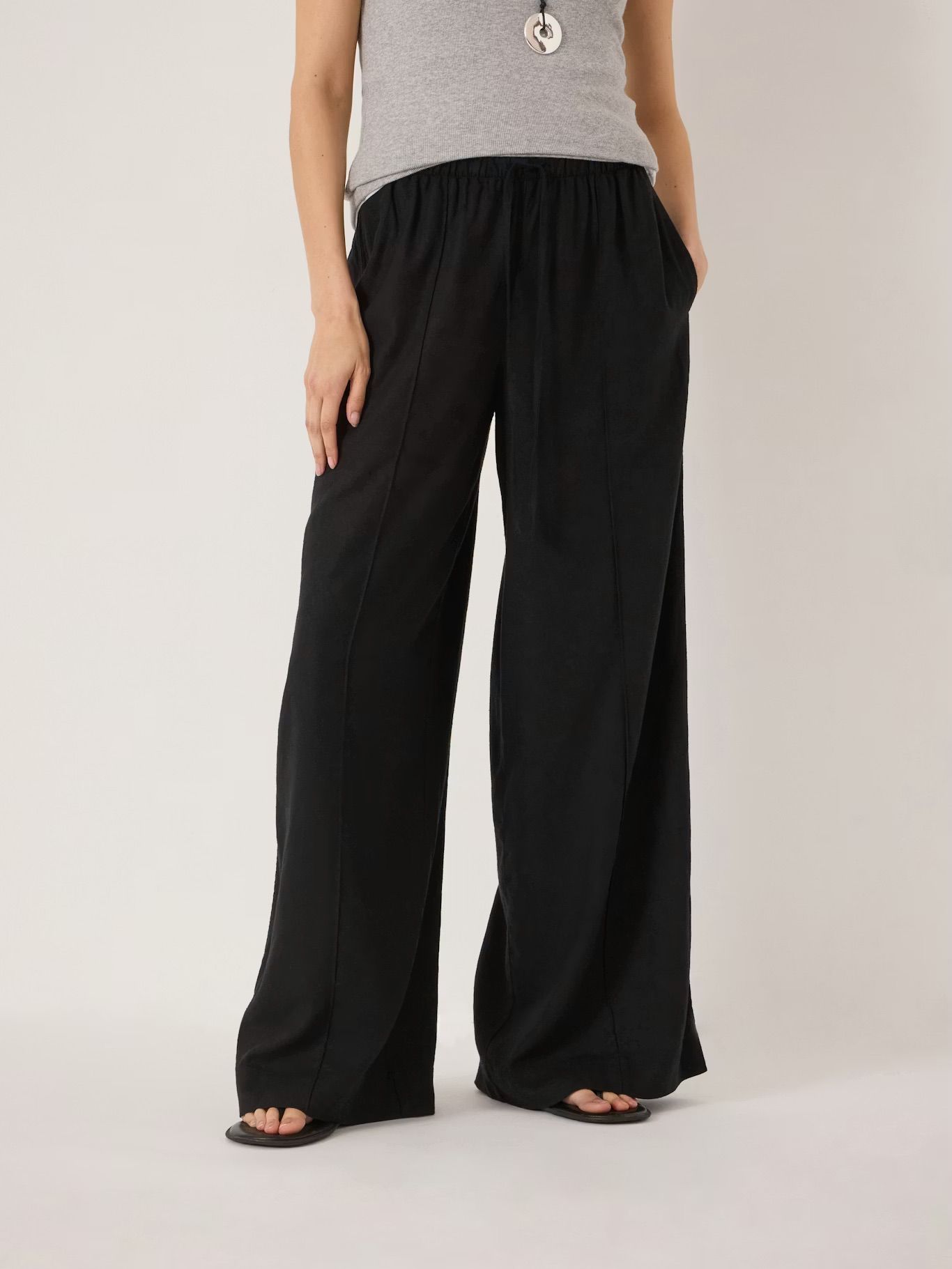 Hush, Petunia Linen Blend Wide Leg Trousers