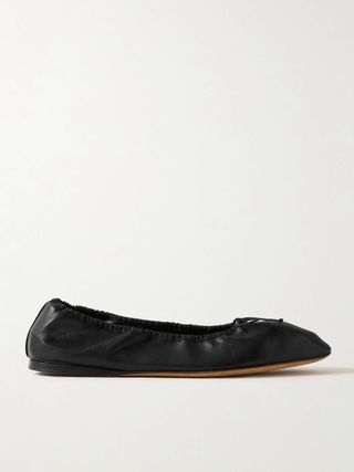 Awar Grosgrain-Trimmed Leather Ballet Flats