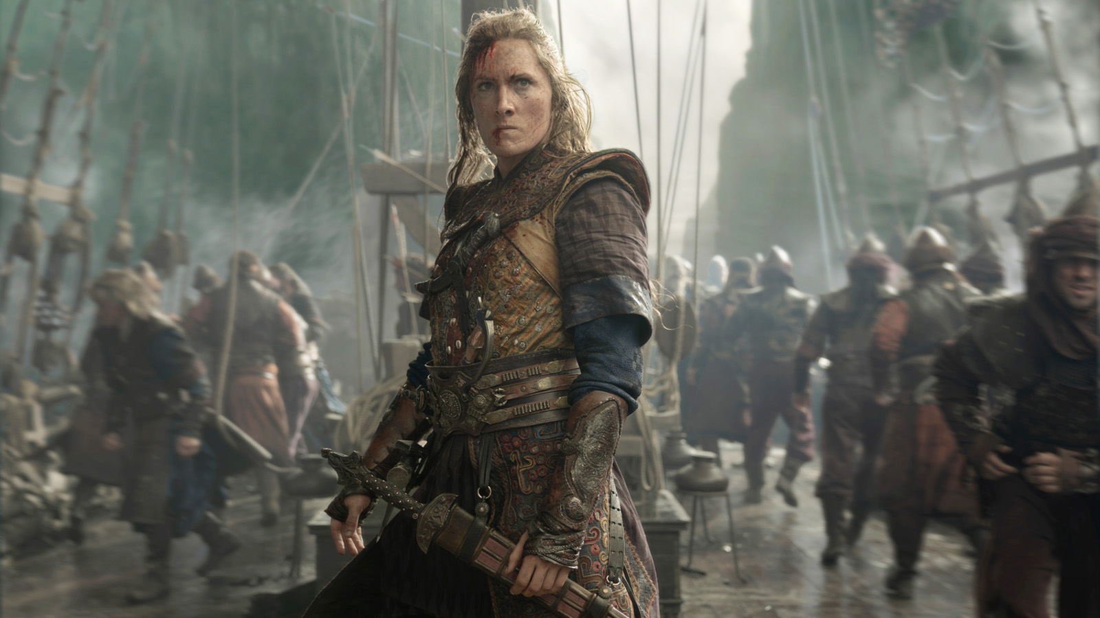 Sharako Lohar standing on the deck of her ship in House of the Dragon season 3