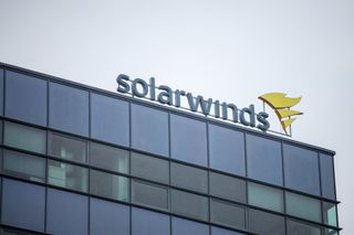 SolarWinds logo on the side of a building
