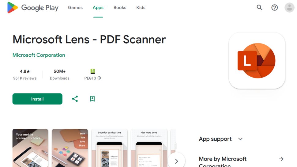 Microsoft Lens website screenshot (October 2025).