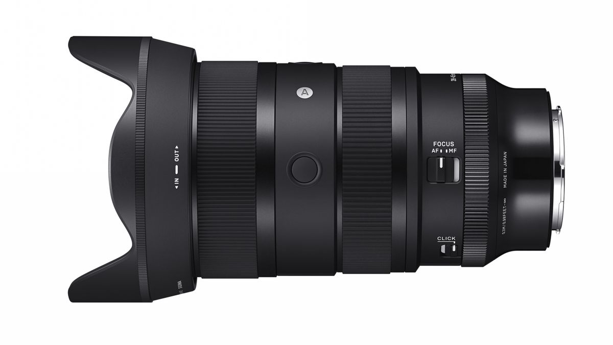 Sigma 28-45mm f/1.8 DG DN lens against a white background