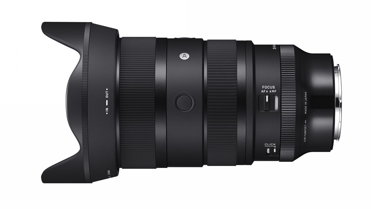 Sigma 28-45mm f/1.8 DG DN lens against a white background