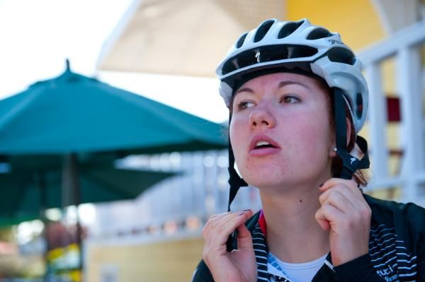Katie Colclough (Specialized-lululemon) gets ready for a ride