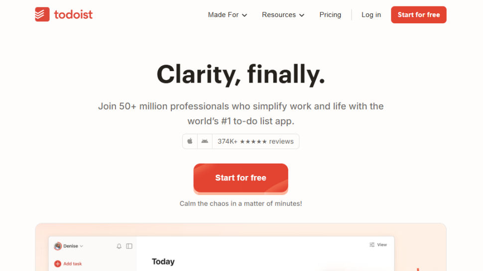 Todoist website screenshot (May 2025)