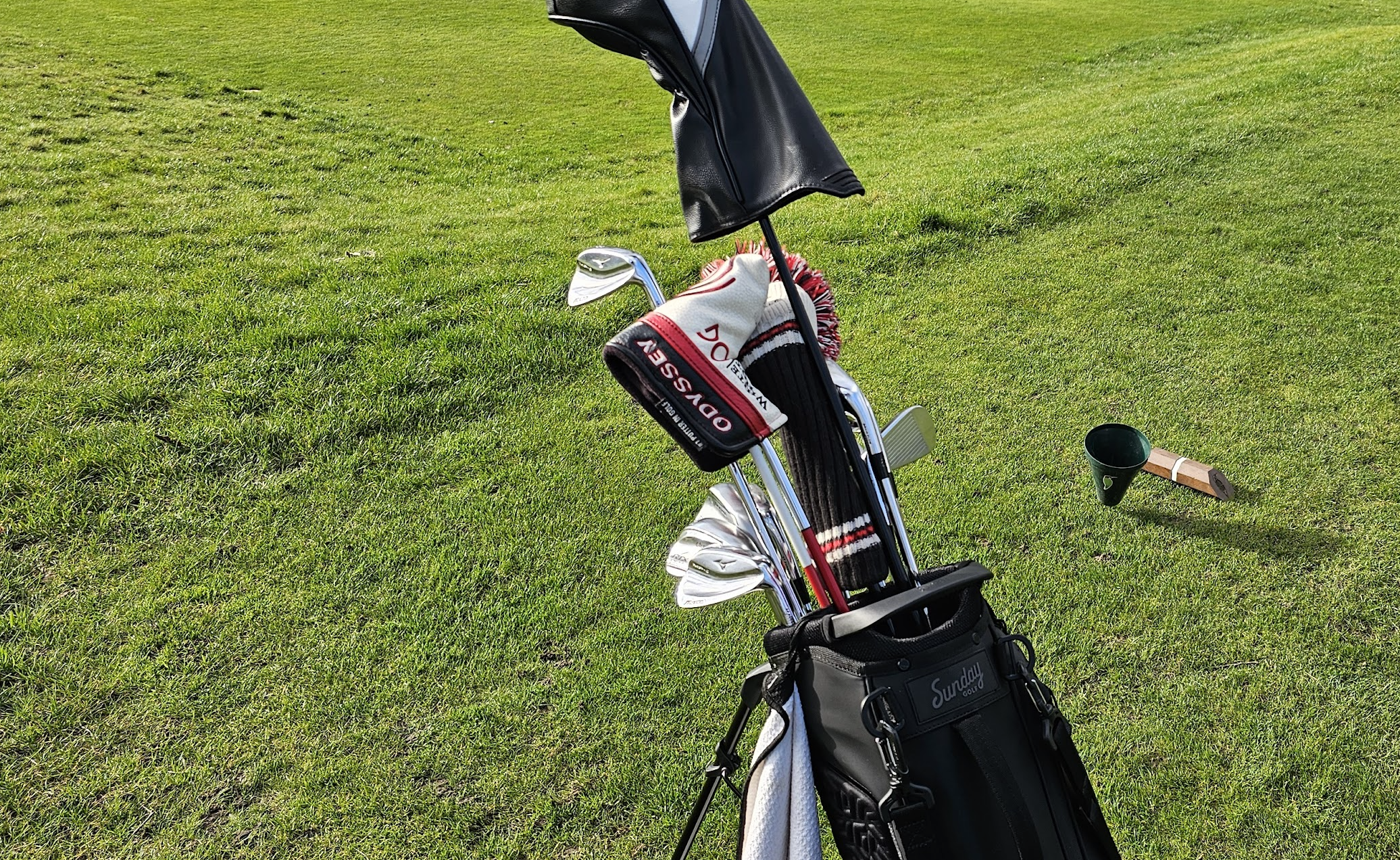 Golf clubs in a stand bag