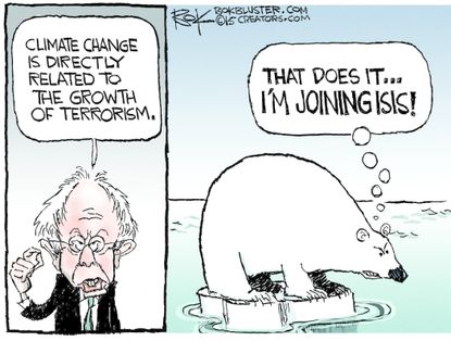 Political cartoon U.S. Bernie Sanders Terrorism ISIS