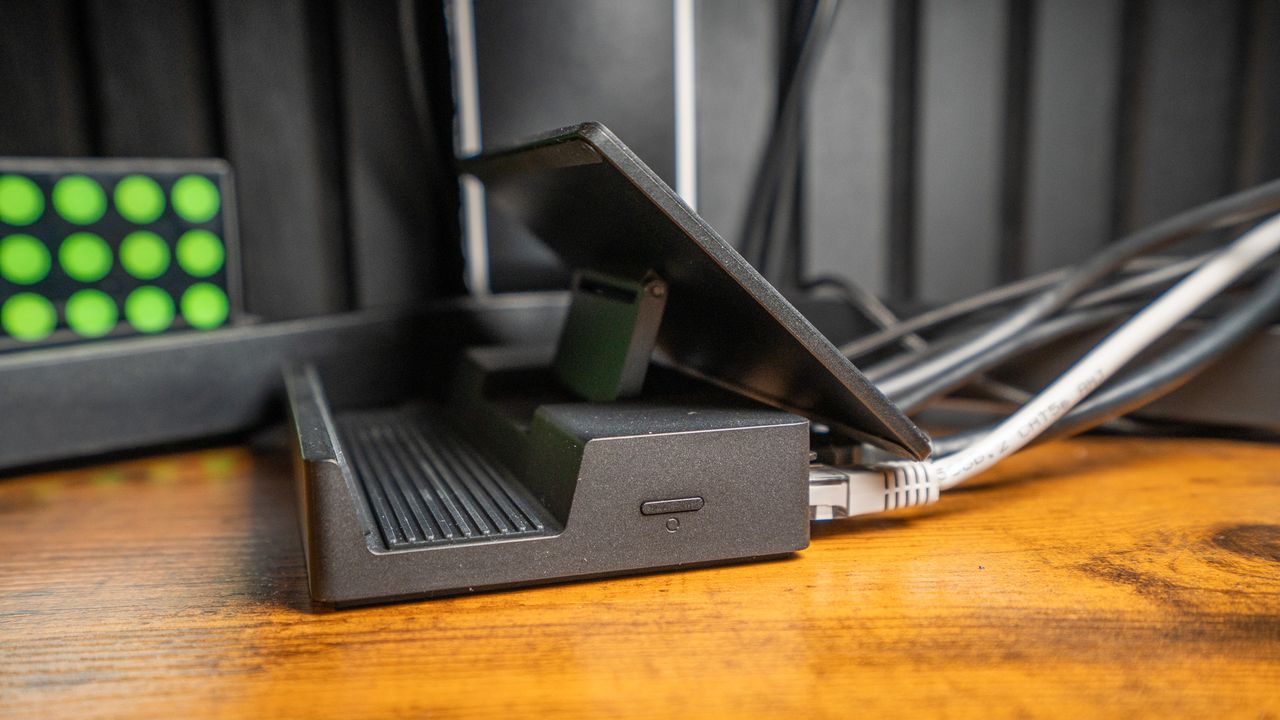 Dock set to 75 degrees with cables plugged in back