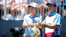 Miles Russell with his caddie during US Open 2026