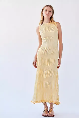 Kadiju Champagne Pleated Dress