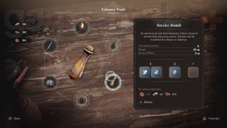 Assassin's Creed Mirage tips smoke bomb tools menu