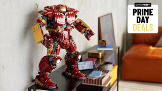 Lego Hulkbuster stands on a side table