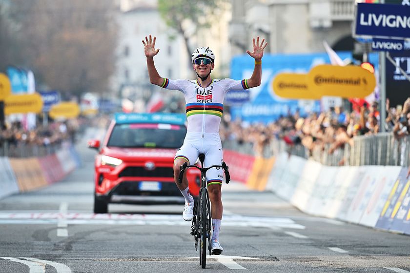Il Lombardia 2025: Tadej Pogačar celebrates his last win of this season, and fifth victory in the race