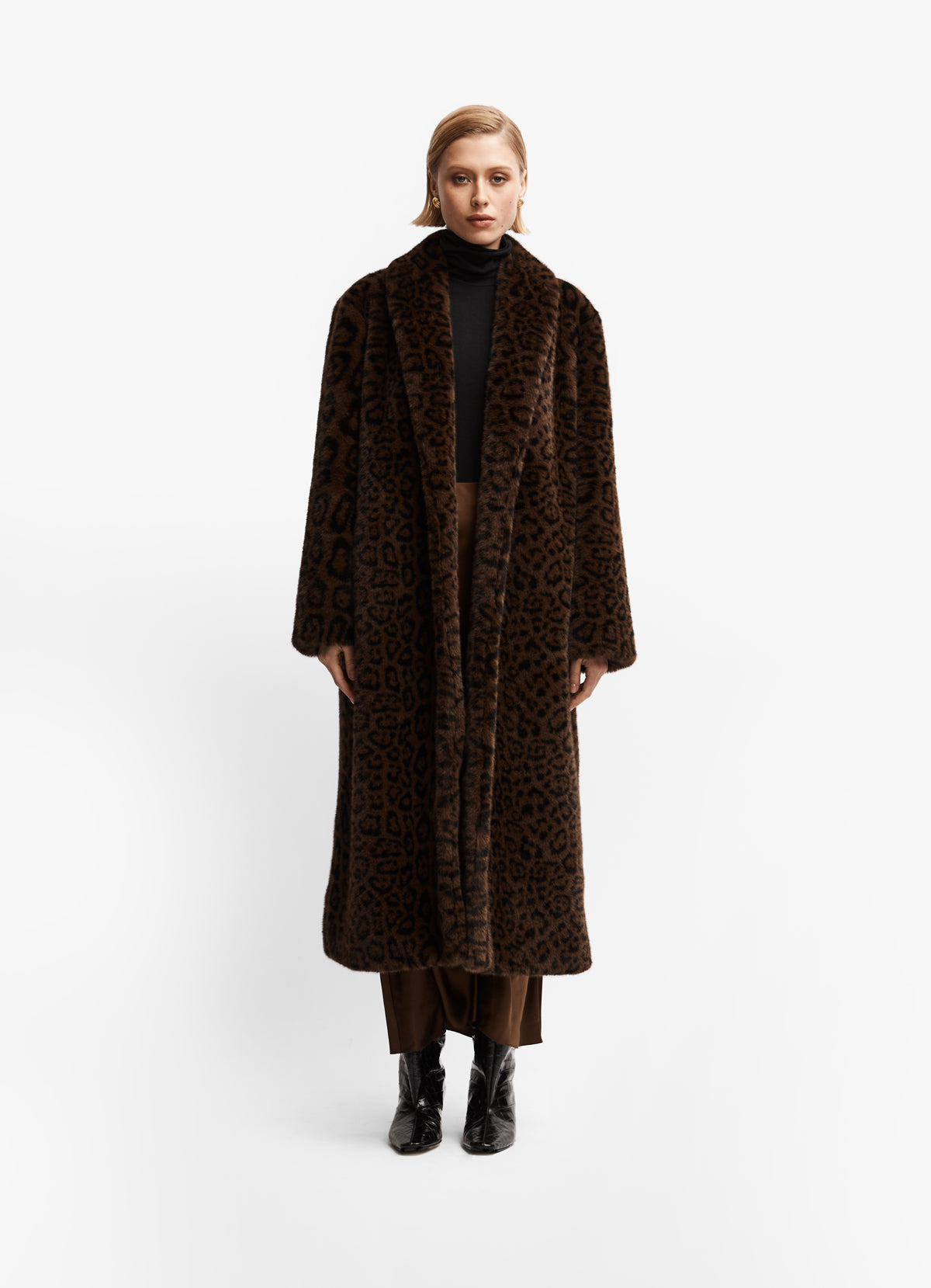 Leopard Maxi Faux Fur Coat - Small Uk