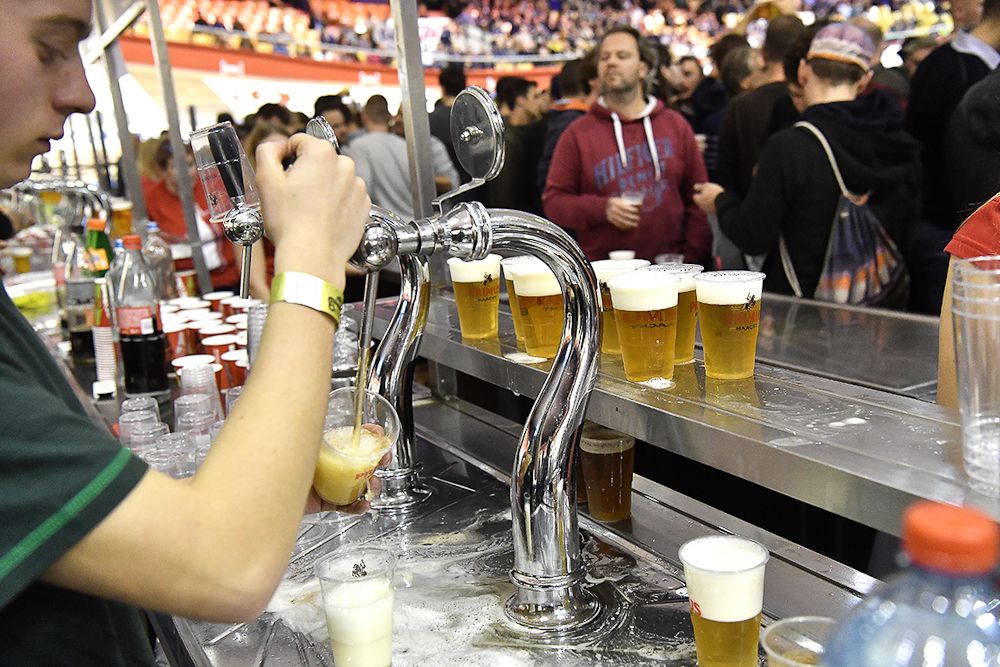 The beer poured during Friday evening's racing at the Gent Six Day