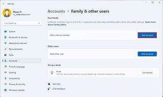 Add family member account
