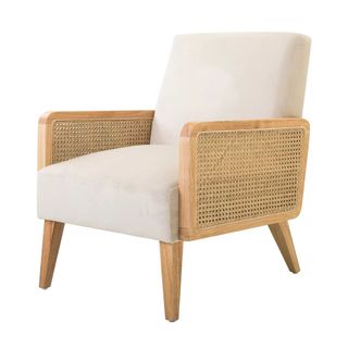 Rattan and white accent chair