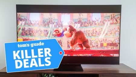 TCL QM7K shown displaying a Super Mario movie