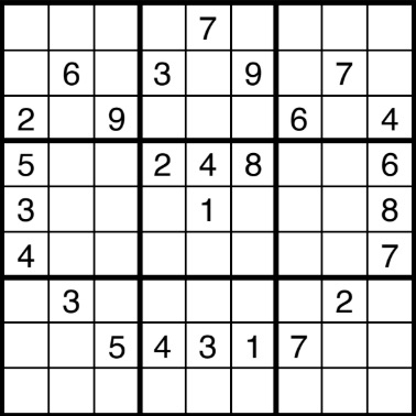 An unsolved sudoku.
