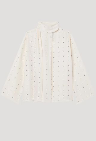 Dotted Silk Foulard Top | Cream / Black Dot