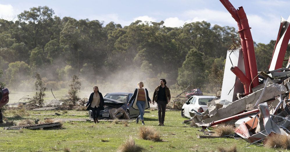 From left: Michelle Vergara Moore as Ella, Zyra Gorecki as Izzy, and Eoin Macken as Gavin in NBC&#039;s &#039;La Brea&#039;.