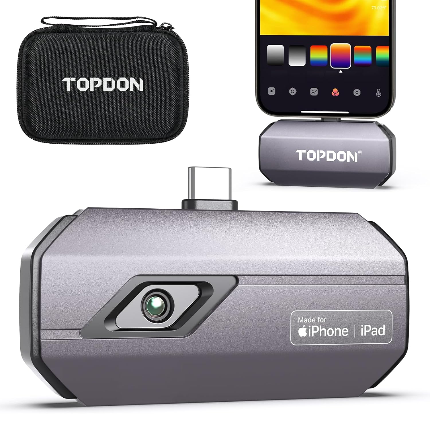 Topdon Thermal Camera Tc002c for Ios 15/16 With Type-C Port, 512x384 Tisr Resolution, -20-550&amp;#8451;, 25hz, Video Recording, Infrared Test Report for Electric, House Maintenance, Pest Lnspection
