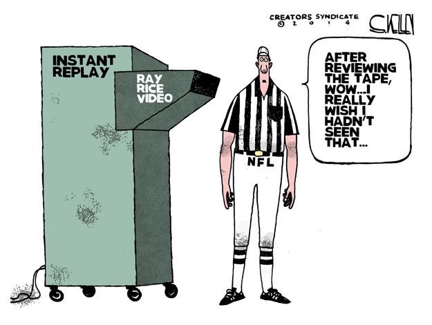 Editorial cartoon sports NFL Ray Rice