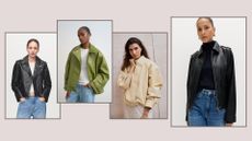 four models wearing leather jackets 