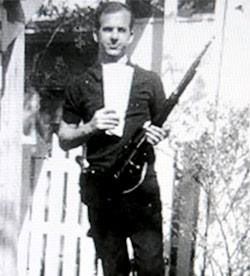 The incriminating photo of accused John F. Kennedy assassin Lee Harvey Oswald. Oswald and others claimed it was a fake, but forensic analysis has upheld its authenticity.