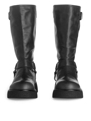 Leather Biker Boots - Black - Arket Gb