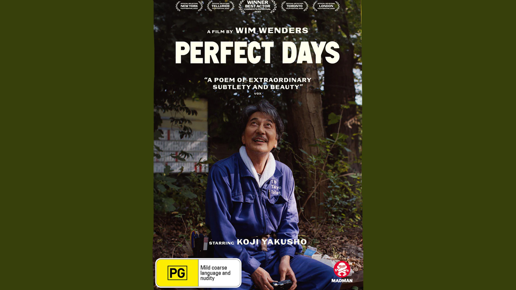 Perfect Days Blu-Ray on a greenish background