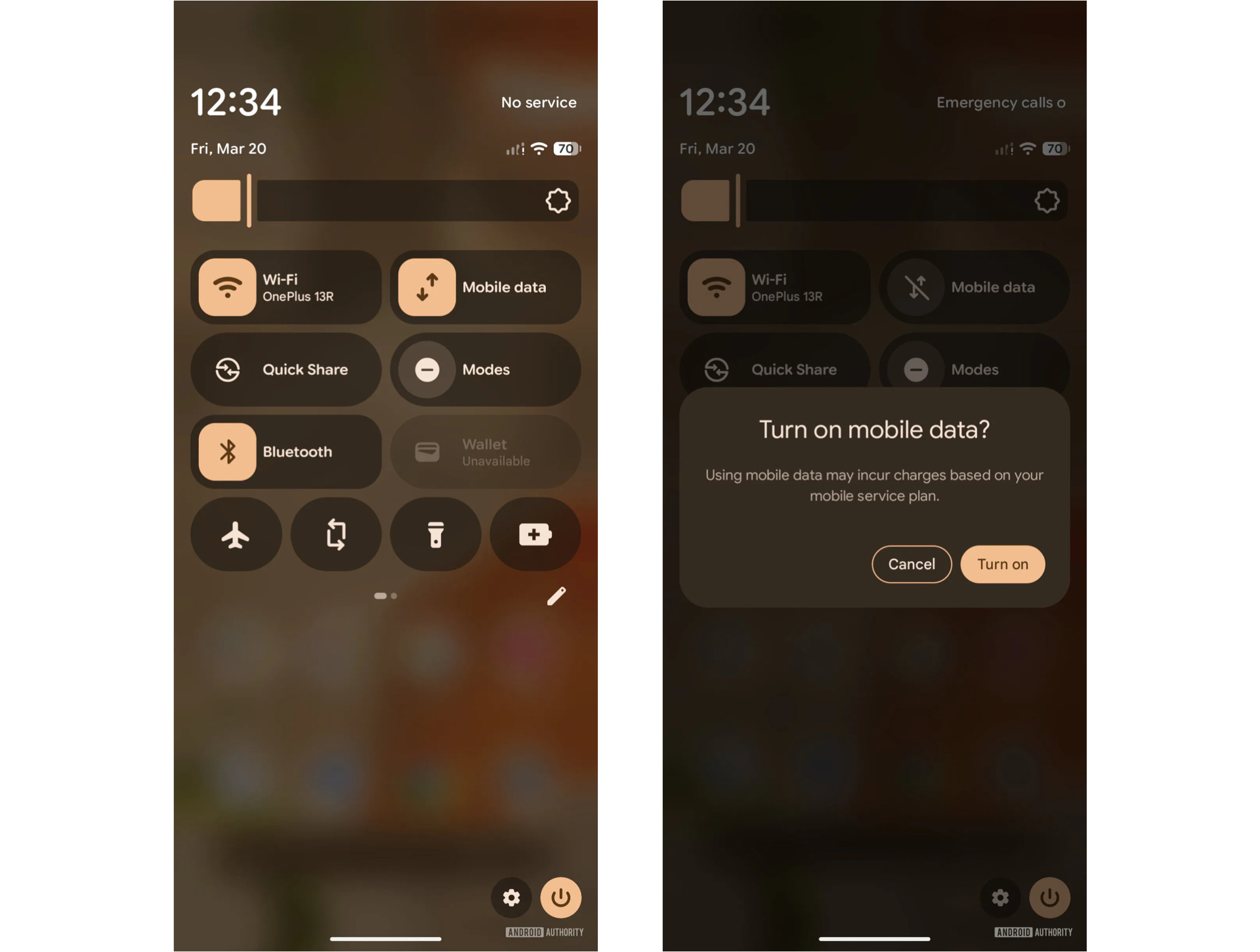 Separate mobile data and Wi-Fi toggles on Android Canary's latest build