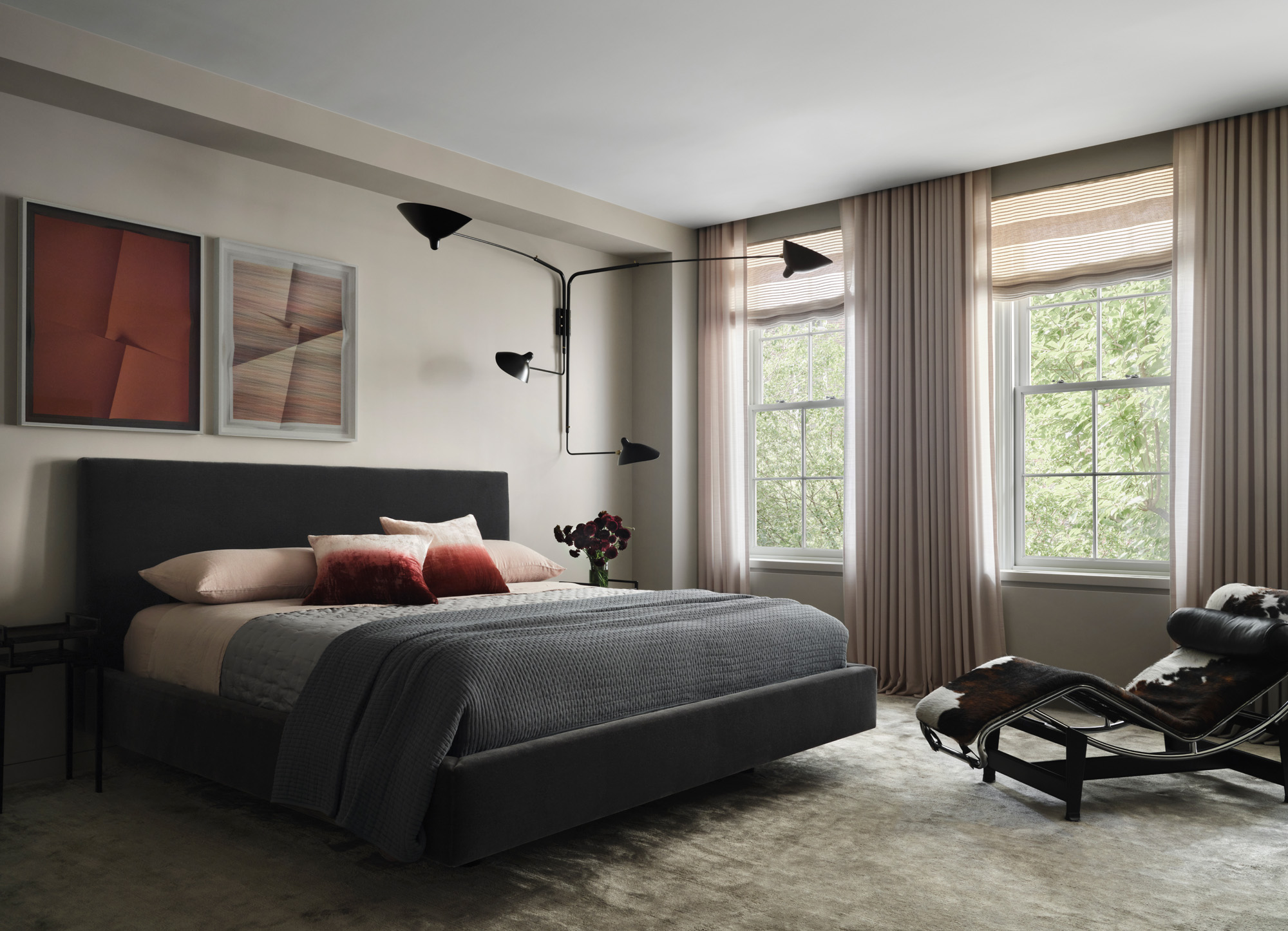 minimalist interior in mostly monochromatic tones at Victoria Blau apartment, New York