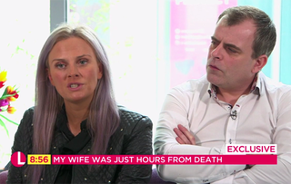 Simon Gregson with his wife Emma on Lorraine today