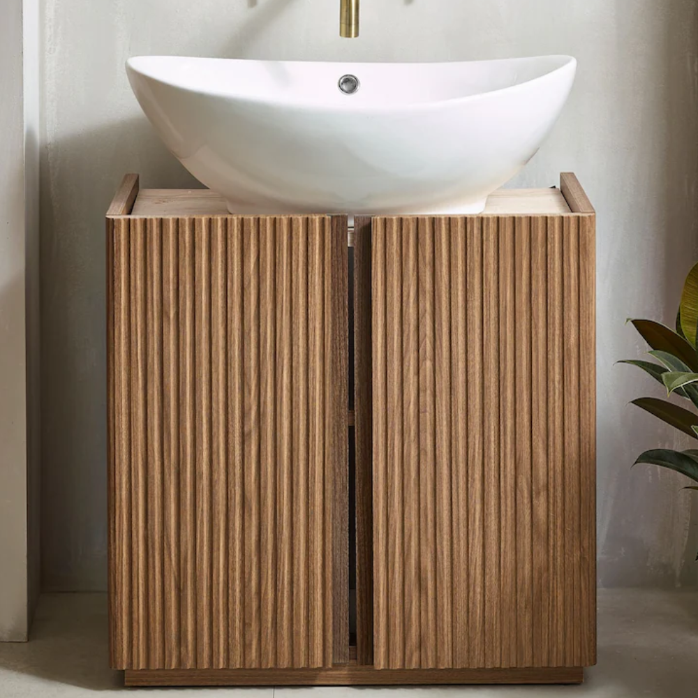 Dark Natural Rib Under Sink Storage Unit