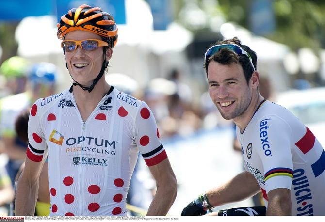 Mark Cavendish (Omega Pharma-QuickStep) and Will Routley (Optum)