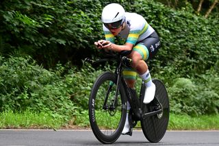 STIRLING SCOTLAND AUGUST 10 Felicity WilsonHaffenden of Australia sprints during the Women Junior Individual Time Trial a 134km race from Stirling to Stirling at the 96th UCI Cycling World Championships Glasgow 2023 Day 8 UCIWT on August 10 2023 in Stirling Scotland Photo by Dario BelingheriGetty Images