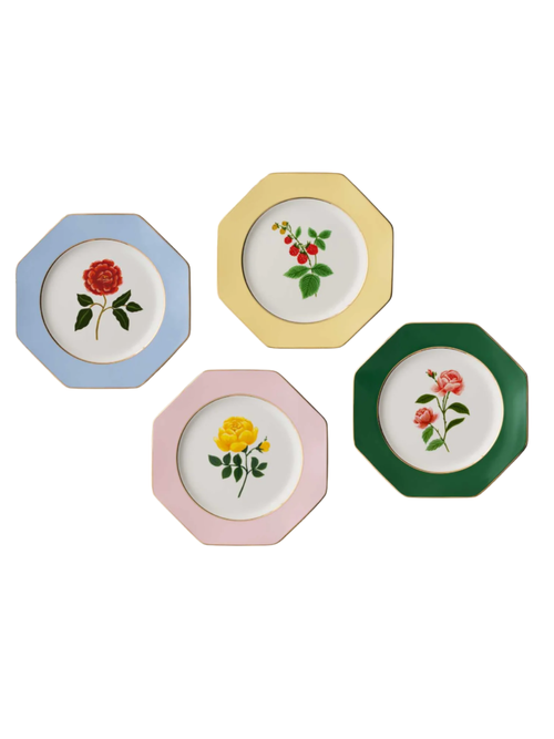 Porcelain Dessert Plate Set - Roses