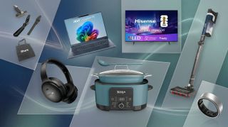 Collage of the Currys Easter Sale highlights, including a Shark vacuum, Hisense TV, Acer laptop, Ninja slow cooker and Samsung galaxy ring