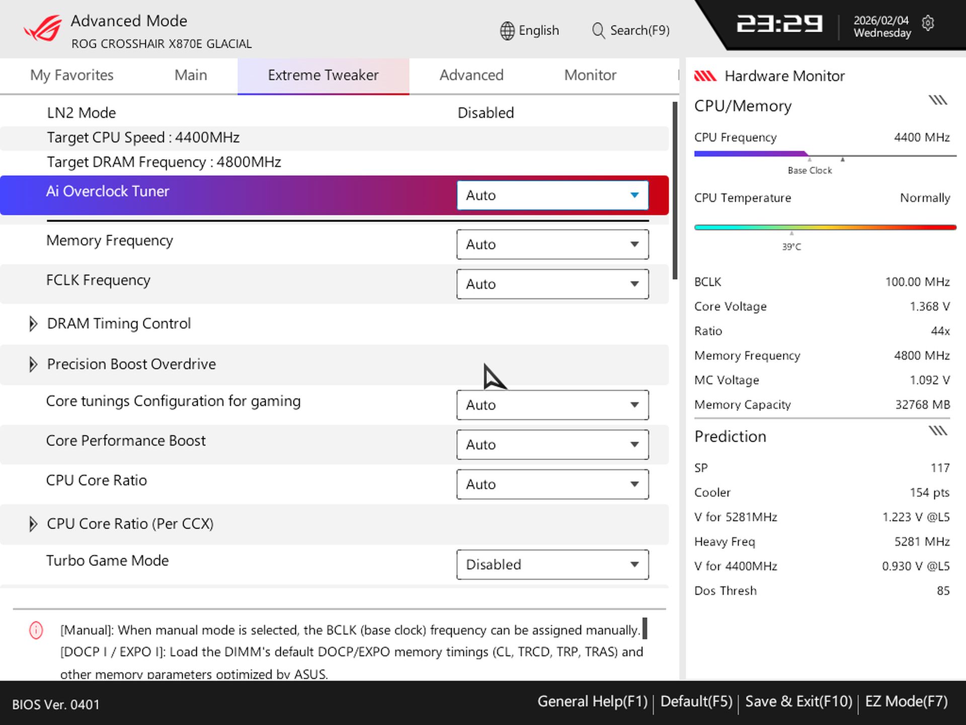Asus ROG Crosshair X870E Glacial - BIOS