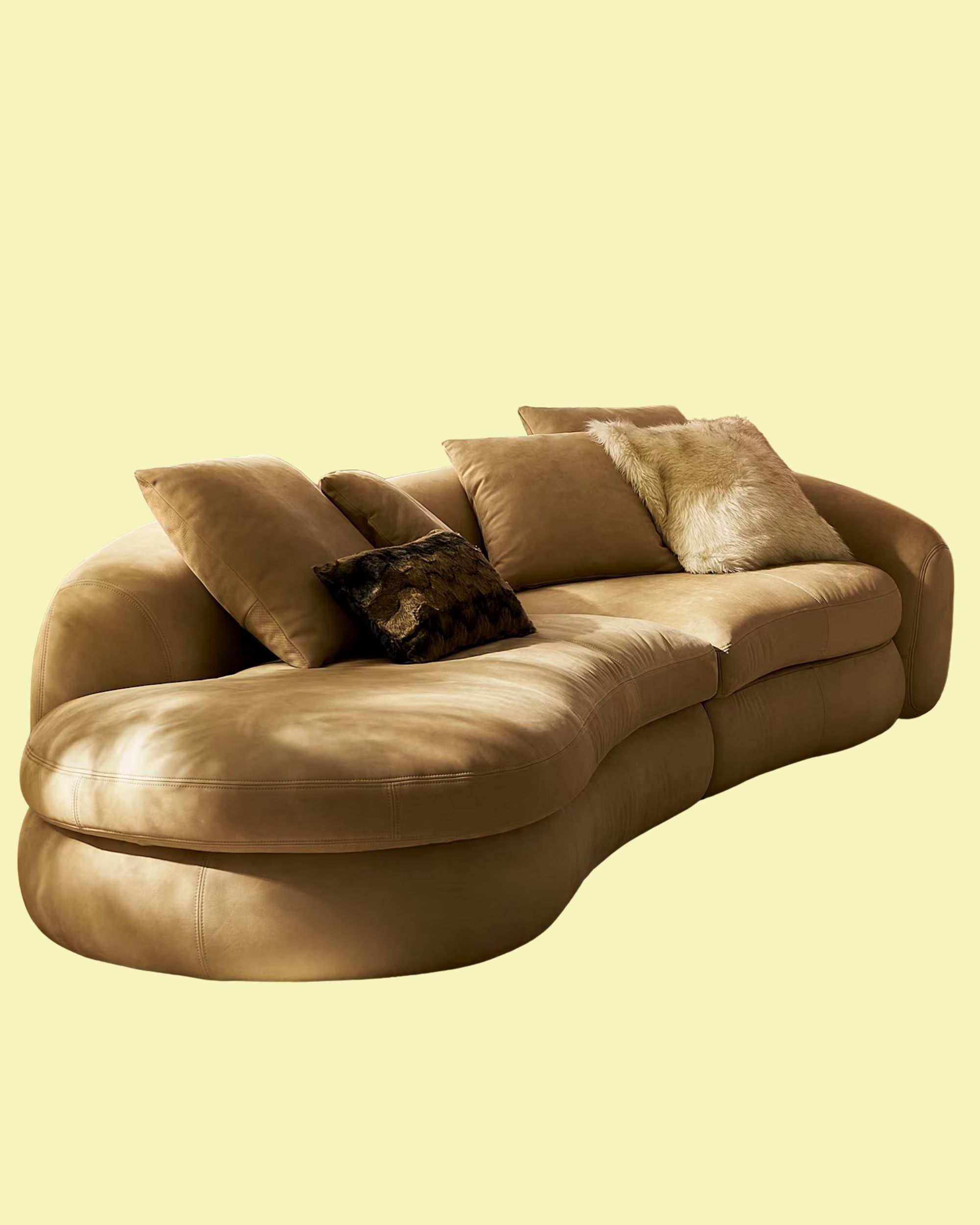 Castlery, Fable Leather Side Chaise Sofa